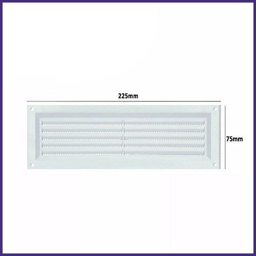 LOUVRED AIR VENT COVER WITH FIXED FLYSCREEN FLY MESH, PLASTIC VENTILATION GRILLE - Image 2