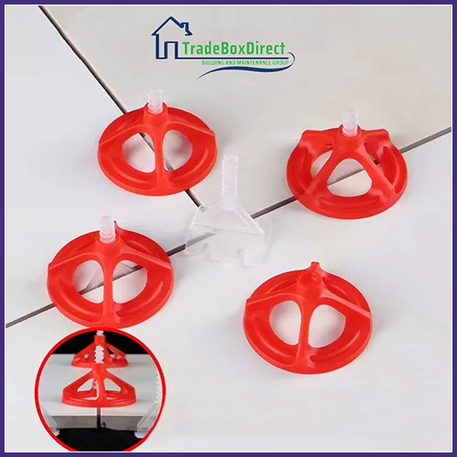 TILE SPACER LEVELLING SYSTEM 2MM FLOOR TWISTER SPACER SCREWS + RED TWISTER NUTS - Image 4